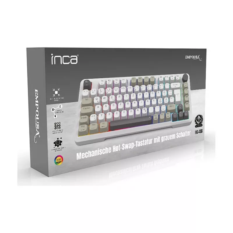 INCA pelinäppäimistö RGB GraySwitch USB-C/BT 2,00 m valkoinen (IKG-455)