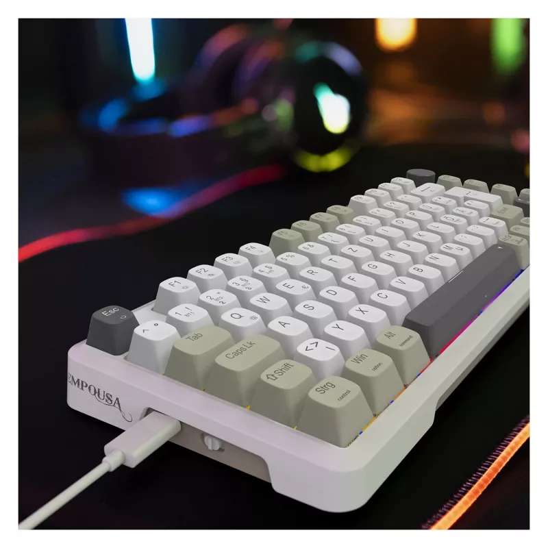 INCA pelinäppäimistö RGB GraySwitch USB-C/BT 2,00 m valkoinen (IKG-455)
