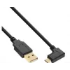 InLine Micro-USB 2.0 -kaapeli, USB-A pistoke - Micro-B pistoke kulma, kullatut kontaktit, 0,5 m
