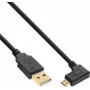 InLine Micro-USB 2.0 -kaapeli, USB-A pistoke - Micro-B pistoke kulma, kullatut kontaktit, 0,5 m