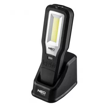 Tarkastusvalaisin 550 lm COB LED latausasemalla ja jalustalla