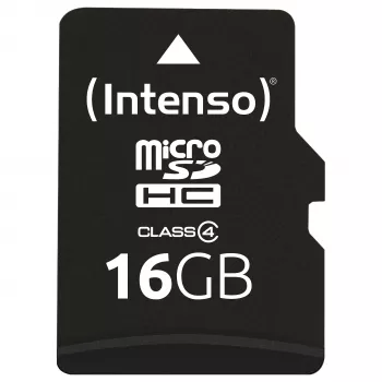Intenso 16GB MicroSDHC Class 4 -muistikortti SD-sovittimella, jopa 21 MB/s lukunopeus, musta
