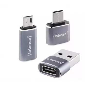 Intenso 3-in-1 USB-C-moniporttisovitin, USB-C–USB-A, USB-C, Micro USB, 480 Mbit/s, 60W PD, musta