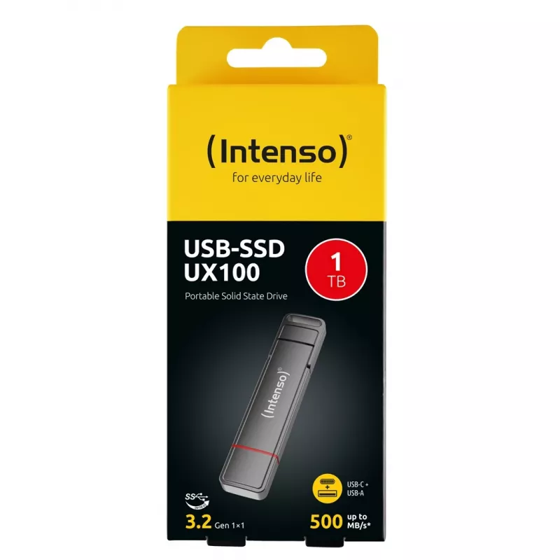 Intenso UX100 1TB ulkoinen SSD, USB 3.2 Gen 1, musta