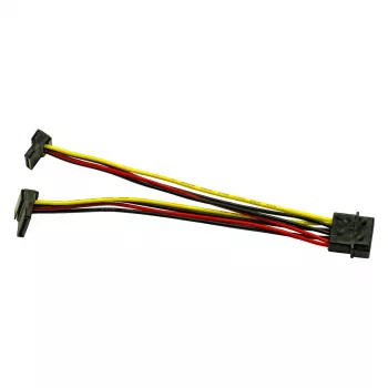 Inter-Tech Molex - 2x SATA virtasovitin 90° kaapeli, 0,15 m