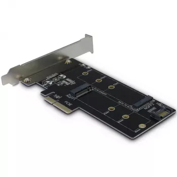 Inter-Tech PCIe-sovitinkortti KT015 PCIe x4 - M.2 NVMe + SATA - M.2