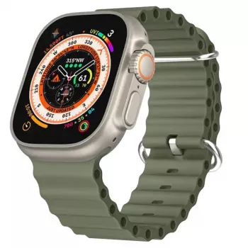 iWear S1 Grooved pehmeä silikoni 20 mm ranneke Apple Watch 49 mm / 45 mm / 44 mm / 42 mm khaki vihreä