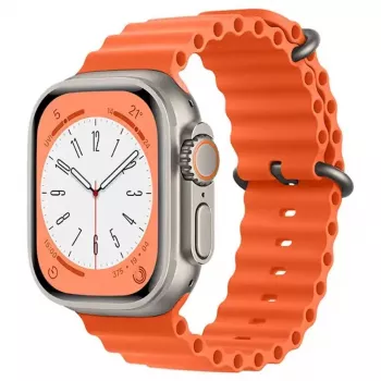 iWear S1 Grooved pehmeä silikoni 20 mm ranneke Apple Watch 49 mm / 45 mm / 44 mm / 42 mm oranssi