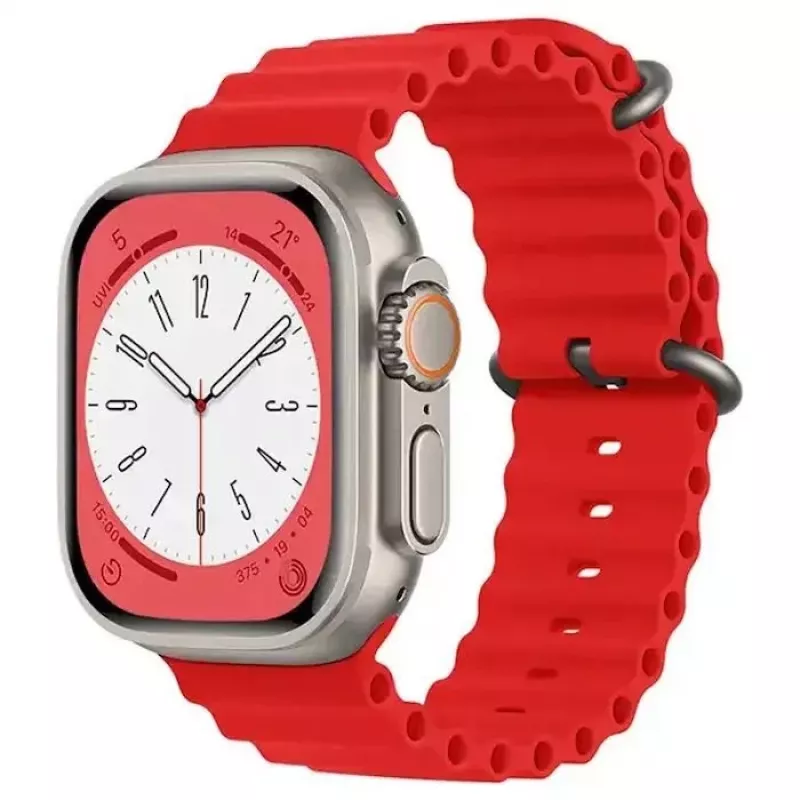 iWear S1 Grooved Soft Silicone 20mm ranneke Apple Watch 49mm / 45mm / 44mm / 42mm punainen