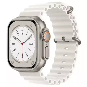 iWear S1 Grooved Soft Silicone 20mm ranneke Apple Watch 49mm / 45mm / 44mm / 42mm valkoinen