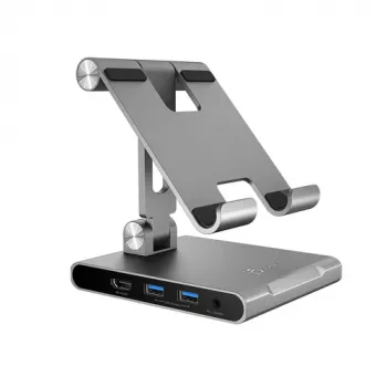 J5CREATE JTS224-N Multi-Angle Stand USB-C-telakointiasemalla iPad Prolle (Space Grey)