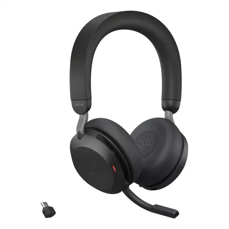 Jabra Evolve2 75 langaton Bluetooth-kuulokemikrofoni aktiivisella kohinanvaimennuksella, Microsoft Teams -sertifioitu, musta