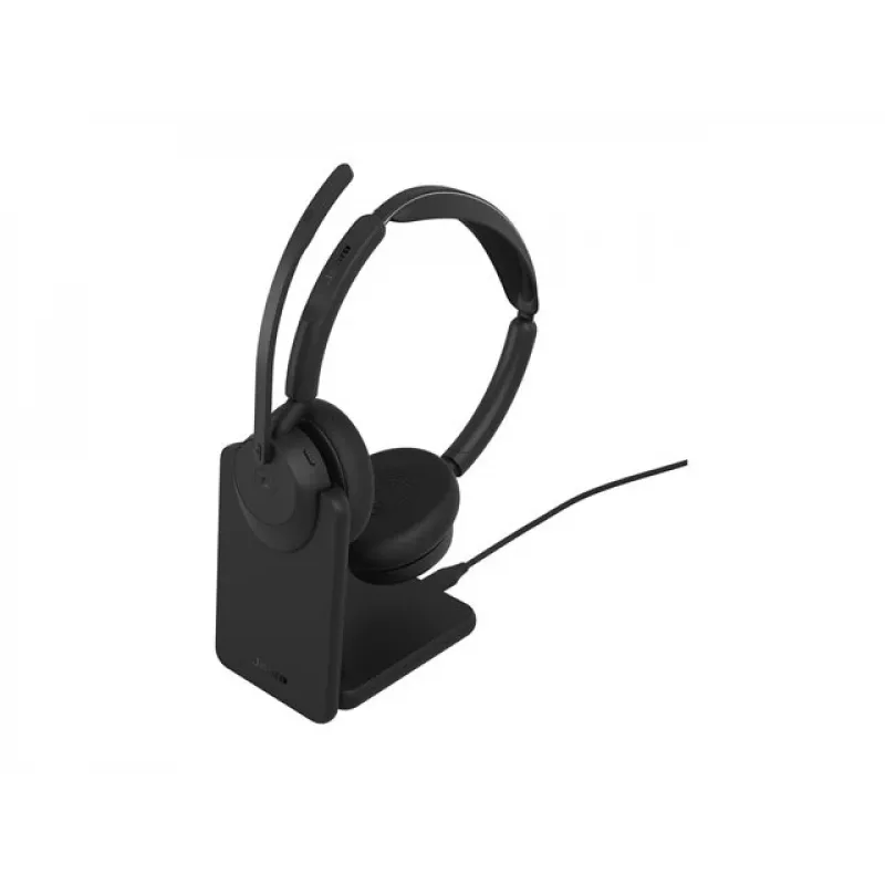 Jabra Evolve3 45 MS Stereo -kuulokemikrofoni, Link 390c, latausteline, musta