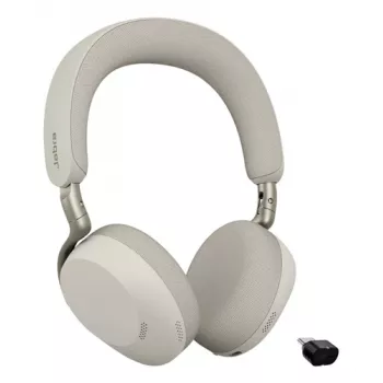 Jabra Evolve3 75 UC langaton on-ear Bluetooth-kuulokemikrofoni melunvaimennuksella ja Link 390c -sovittimella (Warm Grey)
