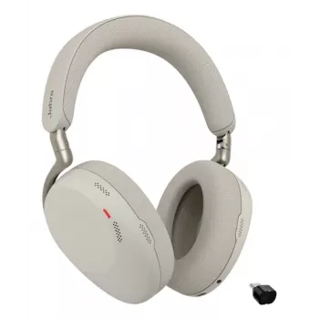 Jabra Evolve3 85 UC langaton over-ear-kuulokemikrofoni aktiivisella melunvaimennuksella ja Link 390C -sovittimella, Warm Grey