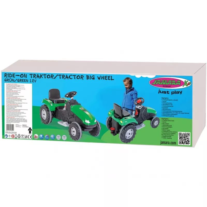 Jamara ajettava traktori Big Wheel 12V vihreä 3+