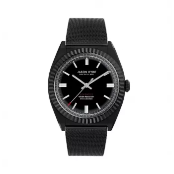 JASON HYDE MAN JH10009 40 mm ruostumaton teräs kvartsikello musta kellotaulu nahkaranneke
