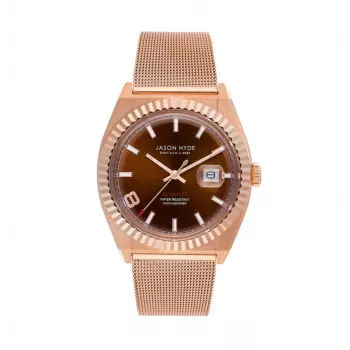 JASON HYDE MAN JH30005 kvartsikello 40mm sininen kellotaulu hopeinen ruostumaton teräsverkkoranneke