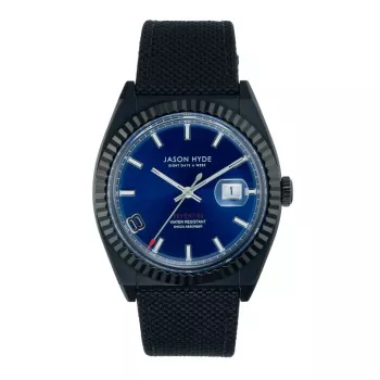 JASON HYDE MAN JH30008 40 mm kvartsi-analogikello musta kellotaulu nahkaranneke