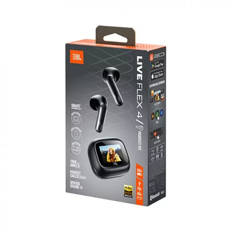 JBL LIVE Flex 4 True Wireless in-ear Bluetooth-kuulokkeet mukautuvalla kohinanvaimennuksella, musta