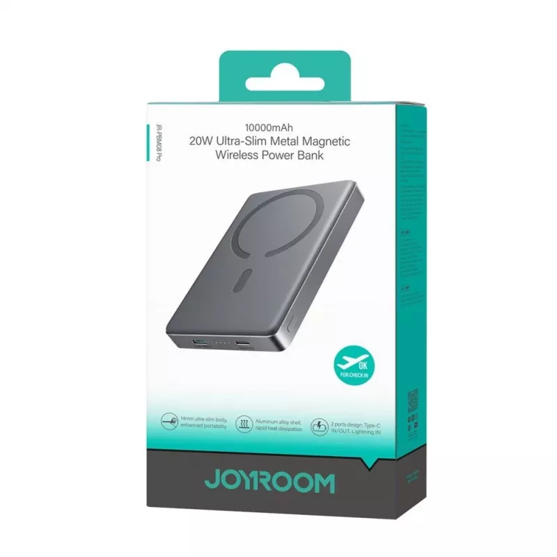 JOYROOM 20W Metal Magnetic langaton varavirtalähde 10000mAh harmaa
