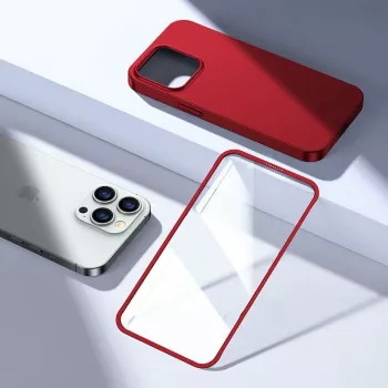 Joyroom 360 Full Case etu- ja takapuoli iPhone 13 Pro Max:lle + karkaistu lasisuojakalvo punainen (JR-BP928 punainen)