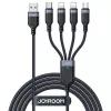 Joyroom 4-in-1 USB-A - 2x Lightning / USB-C / Micro USB latauskaapeli, 3,5A, 1,2m, musta (A18-sarja)