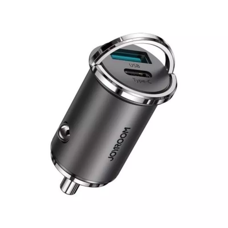 JOYROOM 45W USB-autolaturi USB-C ja USB-A, Power Delivery, Quick Charge 3.0, AFC, SCP, harmaa (C-A35)