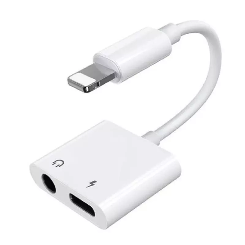 Joyroom adapteri Lightning - Lightning/3.5mm mini-jack, 0,12 m, valkoinen (S-Y104)