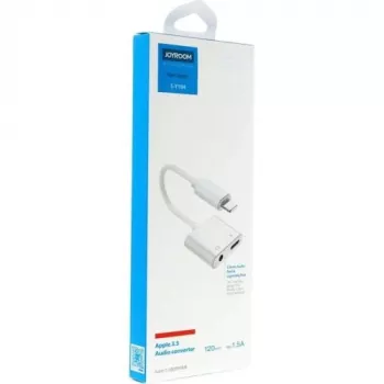 Joyroom adapteri Lightning - Lightning/3.5mm mini-jack, 0,12 m, valkoinen (S-Y104)