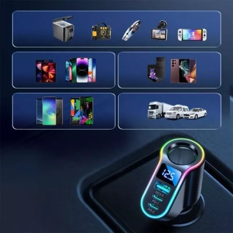 Joyroom autolaturi 4-in-1 Bluetooth FM-lähetin PD 150W musta (JR-CL21)