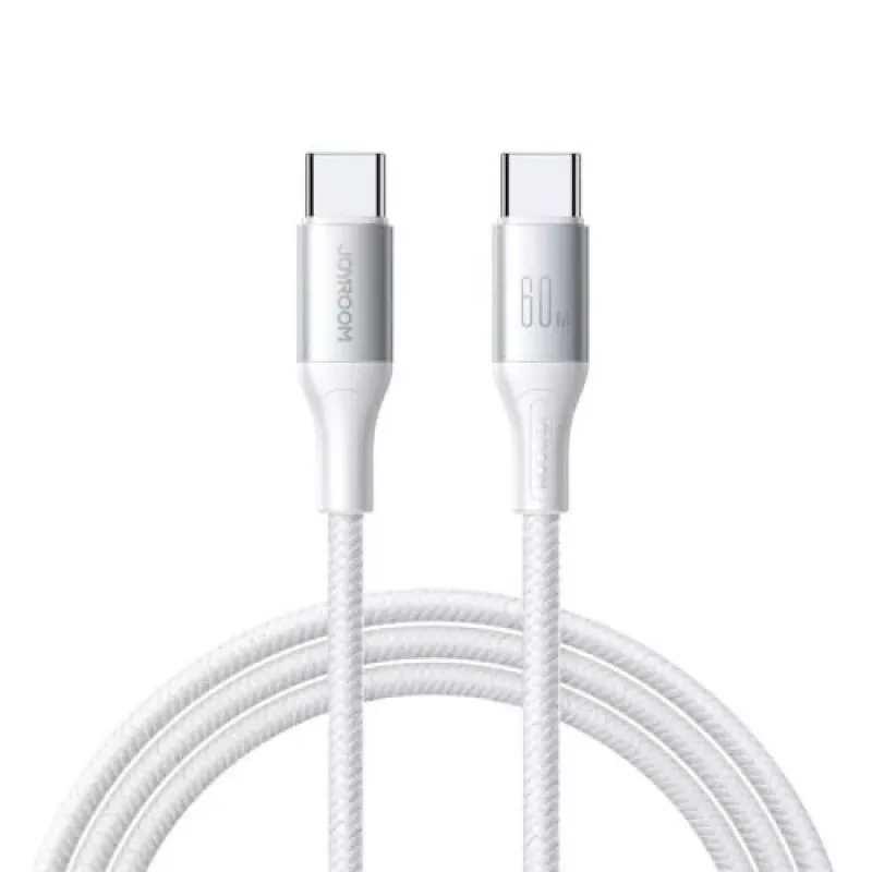 JOYROOM Flash Series USB-C - USB-C kaapeli A28, 60W, 480 Mbps, 2m, valkoinen (S-A28-CCW2)