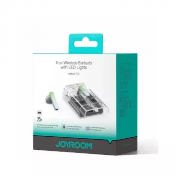 Joyroom IceLens Series True Wireless -nappikuulokkeet LED-valoilla, Bluetooth 5.3, TWS, AAC, SBC, musta (JR-TC1-BLK)