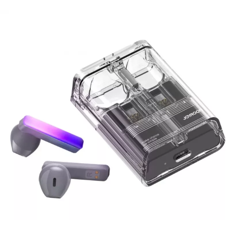 Joyroom IceLens Series True Wireless -nappikuulokkeet LED-valoilla, Bluetooth 5.3, TWS, AAC, SBC, musta (JR-TC1-BLK)