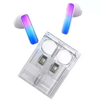 Joyroom IceLens Series True Wireless -nappikuulokkeet LED-valoilla, Bluetooth 5.3, valkoinen (JR-TC1-WHT)