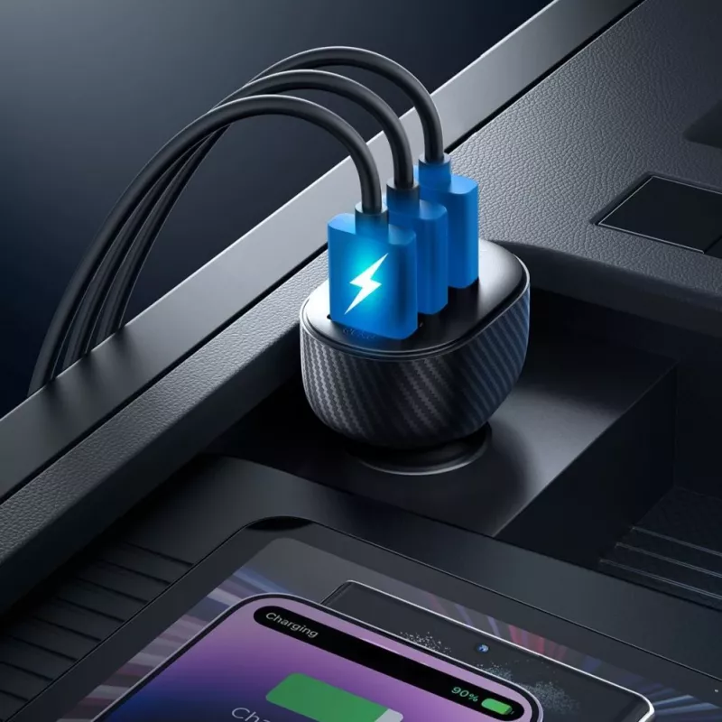 Joyroom JR-CCD03 autolaturi digitaalinäytöllä, 3x USB-A, 17W, 3,4A, musta