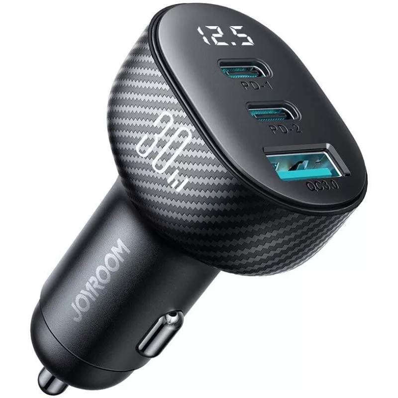 Joyroom JR-CCD04 autolaturi 30W 2x USB-C USB-A digitaalinäytöllä - musta