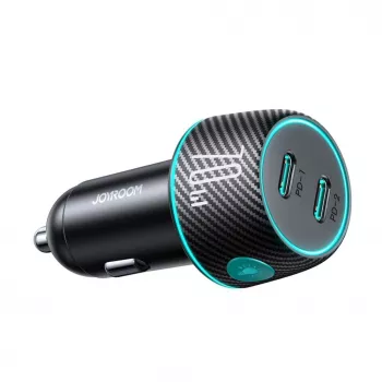 Joyroom JR-CCN02 autolaturi 2x USB-C 70W LED-taustavalaisulla, musta