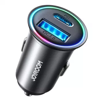 JOYROOM JR-CCN04 mini-autolaturi 60W USB-C PD 3.0 & USB-A QC 3.0, musta