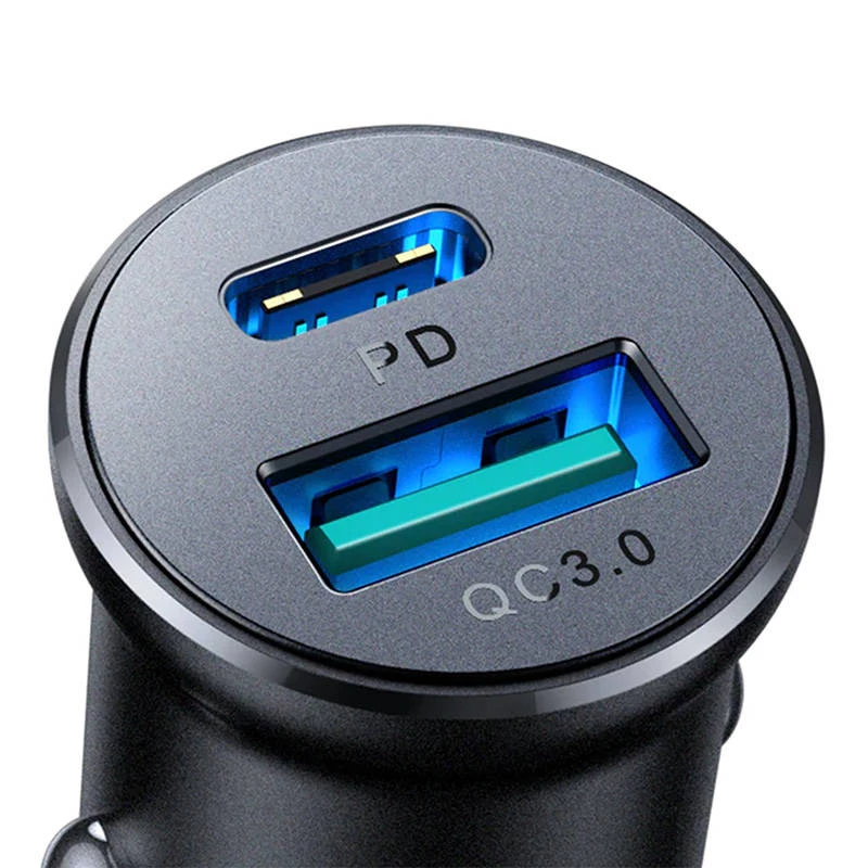 Joyroom JR-CCN05 mini-autolaturi 30W USB-A USB-C musta