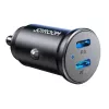 Joyroom JR-CCN06 mini-autolaturi 30W 2x USB-C metalli musta