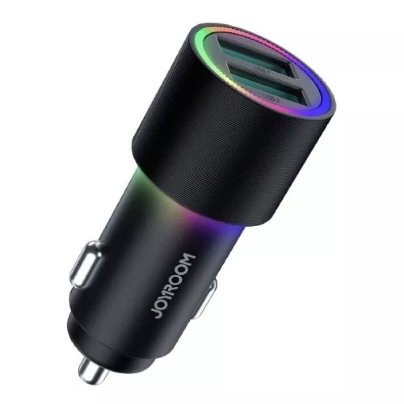 JOYROOM JR-CL10 autolaturi 2x USB 24W LED-taustavalo musta