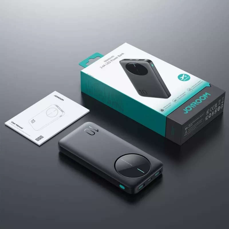 Joyroom JR-PBF12 varavirtalähde 10000mAh 2,4A 2x USB-A 1x USB-C musta