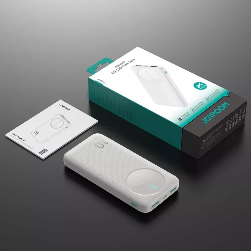 Joyroom JR-PBF12 varavirtalähde 10000mAh 2.4A Dual USB-A USB-C valkoinen