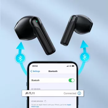 JOYROOM JR-TL11 True Wireless -nappikuulokkeet ENC:llä, IPX4-vesisuojaus, Bluetooth 5.3, kosketusohjaus, musta