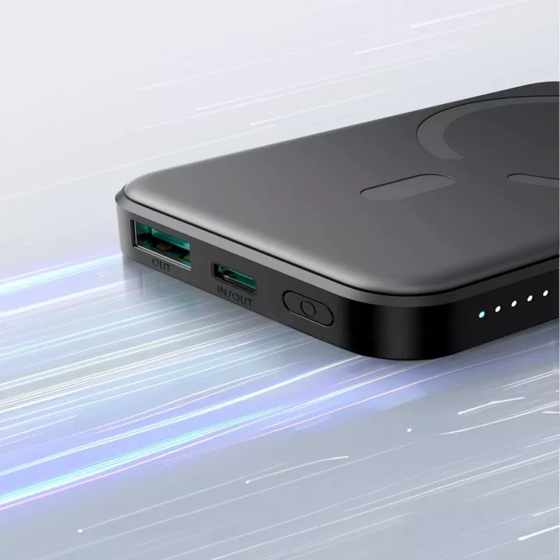 JOYROOM JR-W020 Mini varavirtalähde 5000mAh 20W USB-A USB-C langaton lataus - musta + USB-C-kaapeli