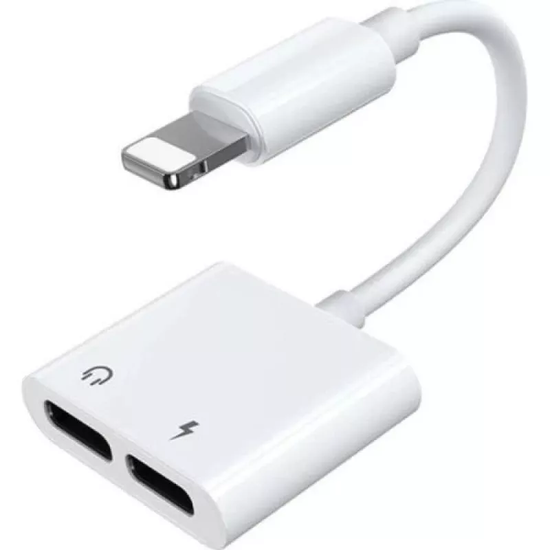 Joyroom Lightning - 2x Lightning audio- ja latausjakoadapteri valkoinen (S-Y104)