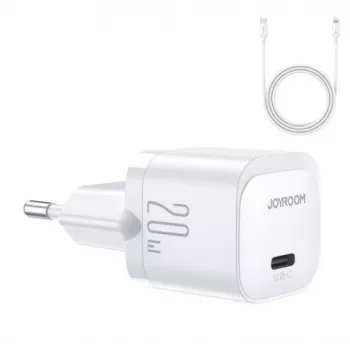 Joyroom Mini USB-C -laturi 20W PD USB-C - Lightning -kaapelilla - valkoinen JR-TCF02