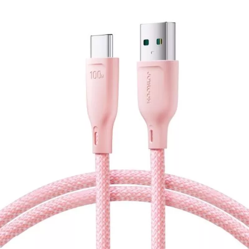 Joyroom Multi-Color Series USB-A - USB-C pikalataus- ja datakaapeli, 100W, 1m, pinkki (S-A34)