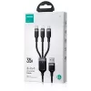 JOYROOM S-1T3018A18 3-in-1-monilatauskaapeli USB-A - USB-C/Micro-USB/Lightning, 30cm punottu nailon, 3.5A, musta
